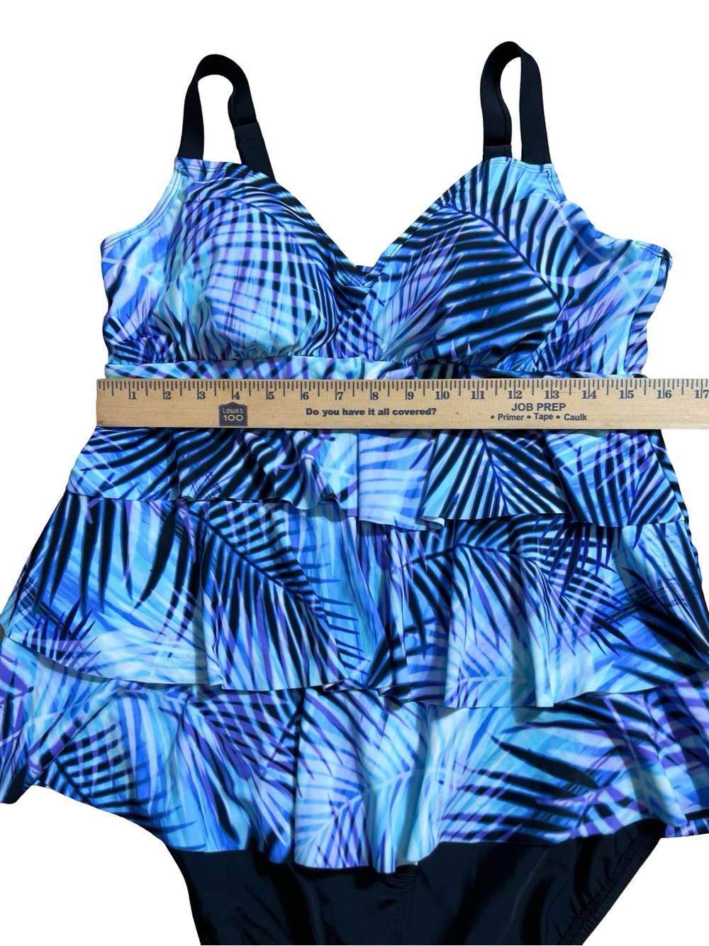 Swim Solutions women’s triple tier fauxkini one-piece swimsuit blue size 16 - Picture 4 of 12
